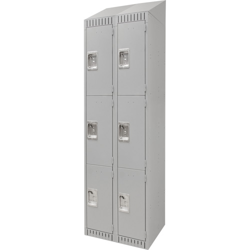 Lockers, 3 -tier, Bank of 2, 24" x 18" x 82", Steel, Grey, Knocked Down Kelford