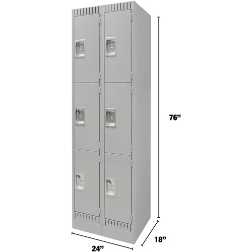 Casiers, 3 niveaux, Bloc de 2, 24" x 18" x 76", Acier, Gris, D&eacute;mont&eacute; Kelford