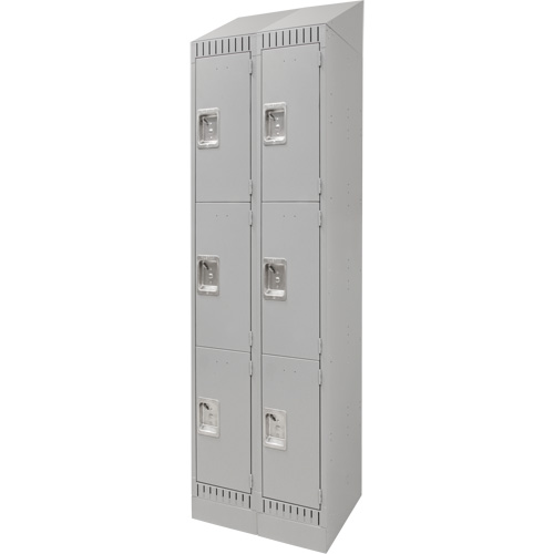 Lockers, 3 -tier, Bank of 2, 24" x 18" x 86", Steel, Grey, Knocked Down Kelford