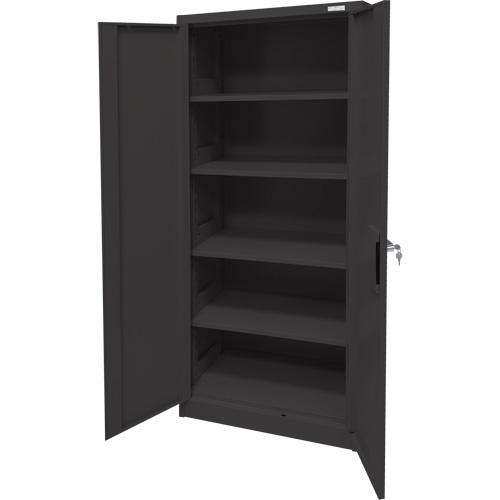 Storage Cabinet, Steel, 4 Shelves, 66" H x 30" W x 15" D, Black Kelford