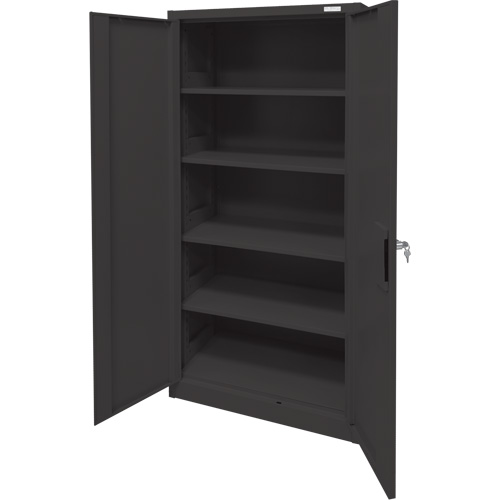Storage Cabinet, Steel, 4 Shelves, 78" H x 36" W x 24" D, Black Kelford