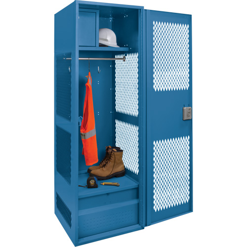 Gear Locker with Door, Steel, 24" W x 24" D x 72" H, Dark Blue Kelford