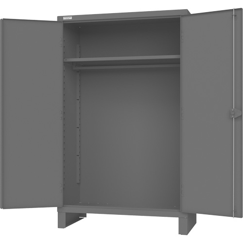 Cabinet with Hanging Bar & Standard Recessed Doors, Steel, 78" H x 48" W x 24" D, Grey Kelford