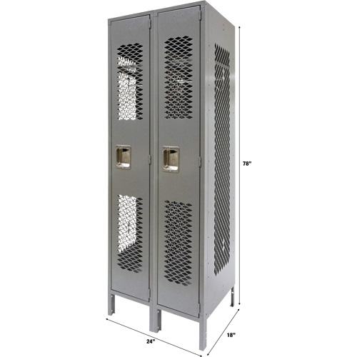 Casiers ventil&eacute;s, Bloc de 2, 24" x 18" x 78", Acier, Gris, D&eacute;mont&eacute;, Perfor&eacute; Kelford
