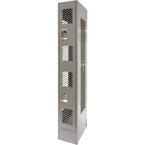 Vented Lockers, 2 -tier, 12" x 18" x 78", Steel, Grey, Knocked Down, Perforated Kelford