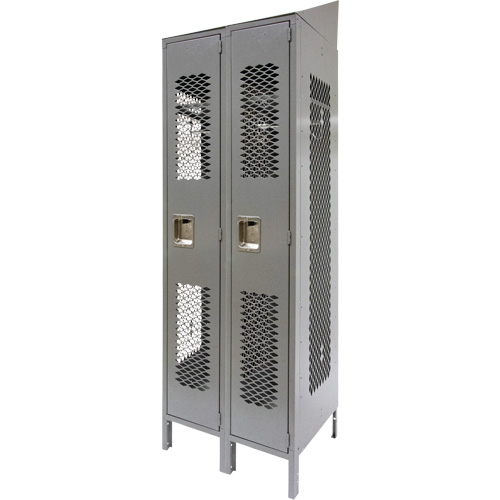 Vented Lockers, Bank of 2, 24" x 18" x 88", Steel, Grey, Knocked Down, Perforated Kelford