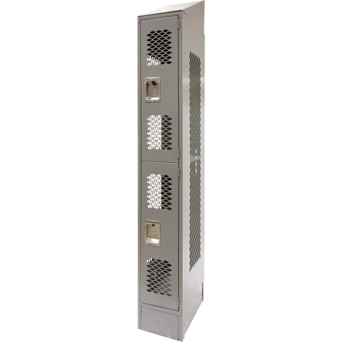 Vented Lockers, 2 -tier, 12" x 18" x 88", Steel, Grey, Knocked Down, Perforated Kelford