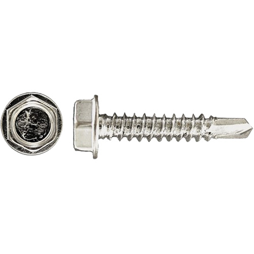 Drill-X Self-Drilling Hex Washer, #14 x 1" L, Zinc Plated Kelford