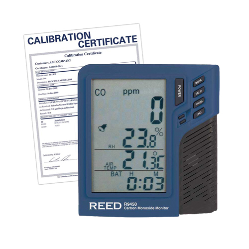 Compteur de monoxyde de carbone avec temp&eacute;rature et humidit&eacute; avec certificat de calibration Kelford