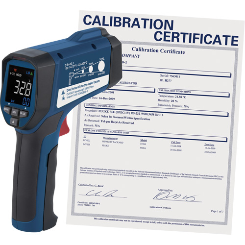 Thermom&egrave;tre &agrave; infrarouge professionnel avec certificat de calibration, -26 - 1472° F ( -32 - 800° C ), 30:1, &eacute;missivit&eacute; Ajustable Kelford
