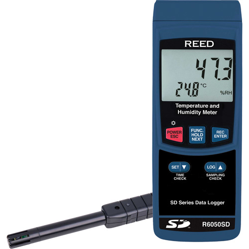 Thermo-hygrom&egrave;tre avec enregistreur de donn&eacute;es, 5% - 95% HR, 32° - 122° F (0° - 50°C) Kelford