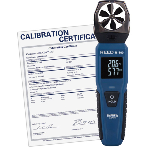 An&eacute;mom&egrave;tre &agrave; h&eacute;lices Bluetooth Smart avec certificat ISO, Enregistrement des donn&eacute;es, Gamme de v&eacute;locit&eacute; d'air de 0,6 - 25 m/sec/118 - 4921 pi/min/2,1 - 90 km/h/1,3 - 55,9 mi/h Kelford