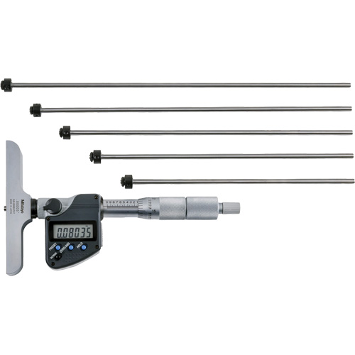 Microm&egrave;tre de profondeur num&eacute;rique avec tiges interchangeables, 0" - 12" (0 mm - 304.8 mm) gamme de mesure, R&eacute;solution de 0,00005" (0,001 mm) Kelford