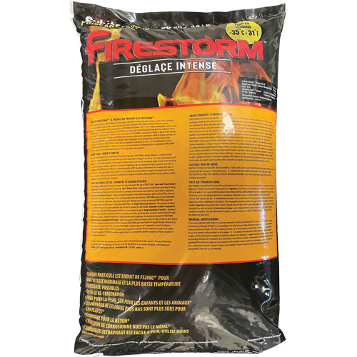 Firestorm Intense Ice Melters, Bag, 44 lbs. (20 kg), -35°C (-31°F) Melting Point Kelford