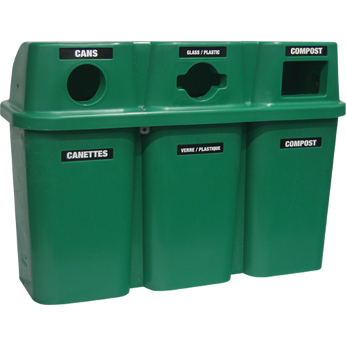 Recycling Containers Bullseye, Curbside, Plastic, 3 x 22 US Gal. Kelford
