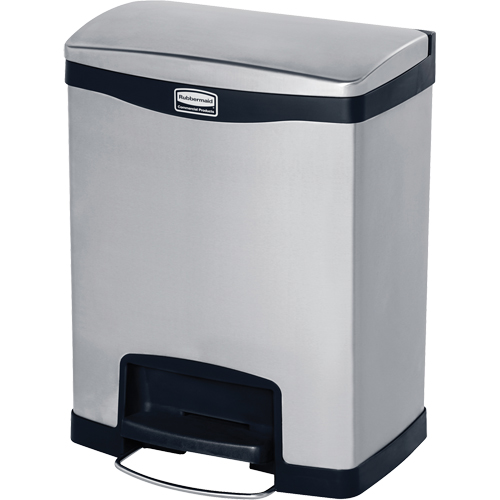 Slim Jim&reg; Waste Container, Stainless Steel, 8 US gal. Capacity Kelford