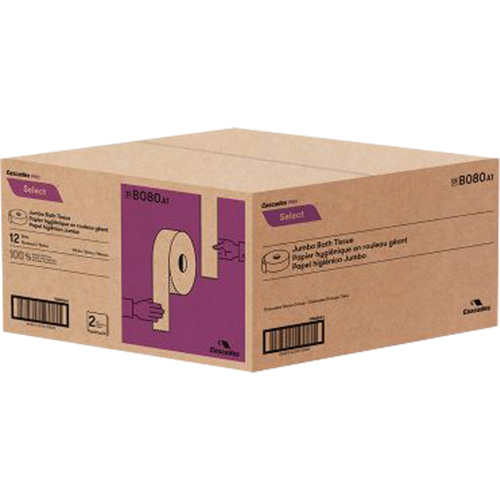 Papier hygi&eacute;nique Pro Select, Rouleau G&eacute;ant, 2 Pli, Longueur 500', Blanc Kelford