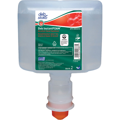 InstantFoam&reg; Sanitizer, 1000 ml, Cartridge Refill, 72% Alcohol Kelford