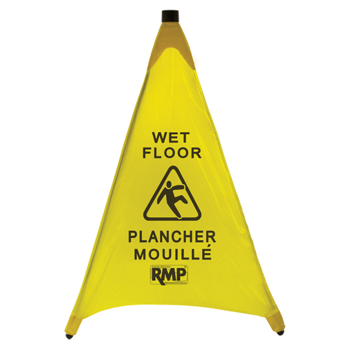 C&ocirc;ne de s&eacute;curit&eacute; &agrave; d&eacute;ploiement pour plancher mouill&eacute;, Bilingue avec pictogramme Kelford