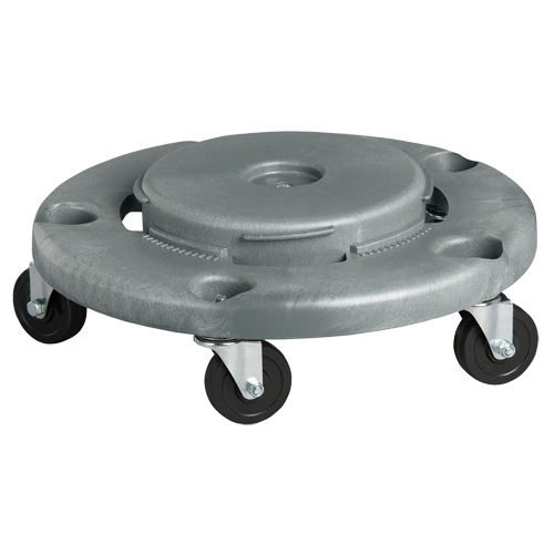 Socle roulant pour contenant &agrave; d&eacute;chets, Poly&eacute;thyl&egrave;ne, Gris, Convient aux contenants 24" dia. Kelford