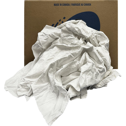 Recycled Wiping Rags, Cotton, White, 20 lbs. Kelford