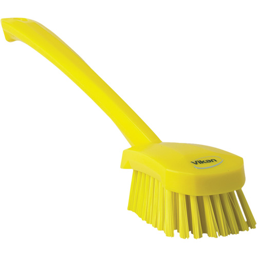 Long Handle Brush, Stiff Bristles, 16-3/10" Long, Yellow Kelford