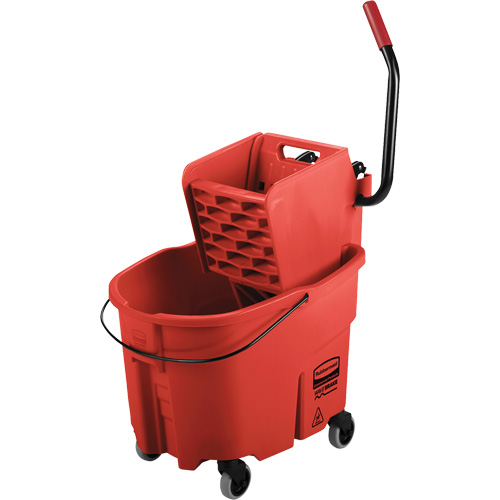 WaveBrake&reg; Mop Bucket & Wringer Combo Pack, Side Press, 8.75 US Gal.(35 Quart), Red Kelford