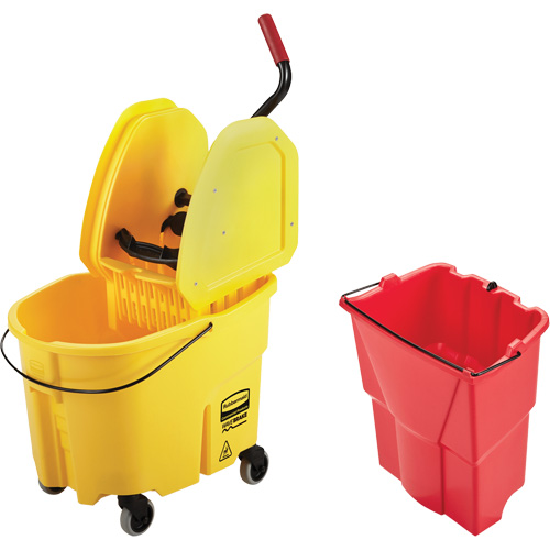 WaveBrake&reg; Mop Bucket & Wringer Combo Pack, Down Press, 8.75 US Gal.(35 Quart), Yellow Kelford