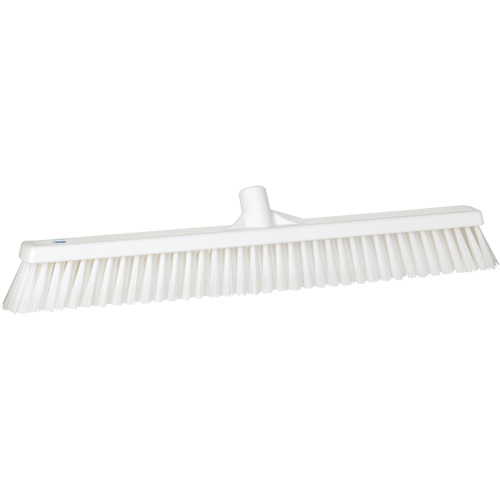 Combo Bristle Push Broom, Coarse/Fine Bristles, 24", Polyester, White Kelford