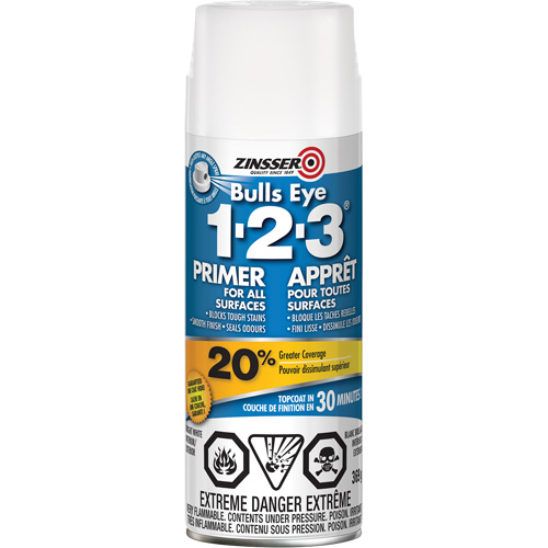 Bulls Eye 1-2-3&reg; Water-Base Primer, Aerosol Can, White Kelford
