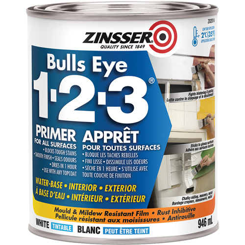 Appr&ecirc;t &agrave; base d'eau Bulls Eye 1-2-3, 946 ml, Canette, Blanc Kelford