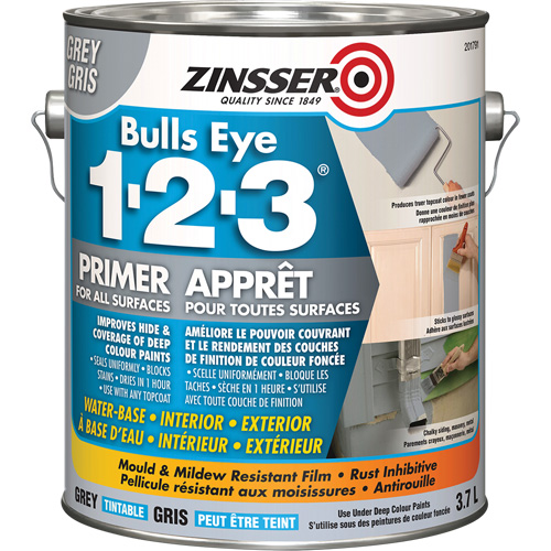 Bulls Eye 1-2-3&reg; Water-Base Primer, 3.78 L, Gallon, Grey Kelford