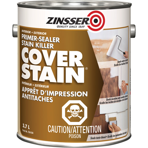 Scellant d'appr&ecirc;t &agrave; base d'huile Cover Stain, 3,7 L, Gallon, Blanc Kelford
