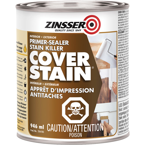 Scellant d'appr&ecirc;t &agrave; base d'huile Cover Stain, 946 ml, Canette, Blanc Kelford