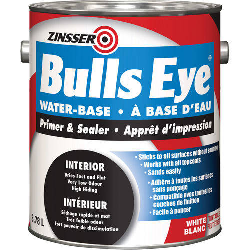 Bulls Eye&reg; Water Based Primer, 3.78 L, Gallon, White Kelford