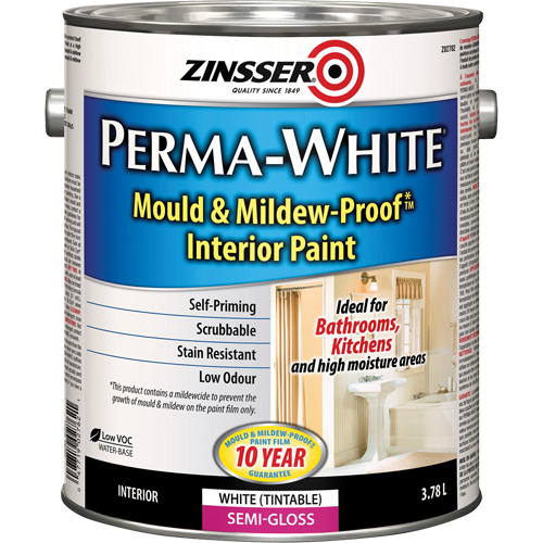 Perma-White&reg; Mold & Mildew-Proof Interior Paint, 3.78 L, Gallon, White Kelford