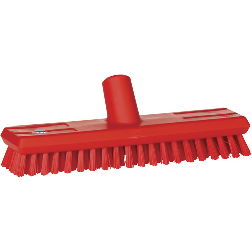 Brosse lave-pont aliment&eacute;e en eau, Crins Extra-ferme, 10-3/4", Polyester, Rouge Kelford