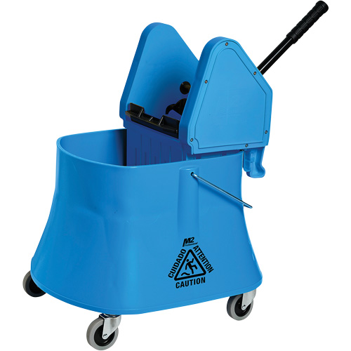 Ensemble de seau pour vadrouille et essoreuse Champ, Pression vers le bas, 10 gal. US (40 pintes), Bleu Kelford