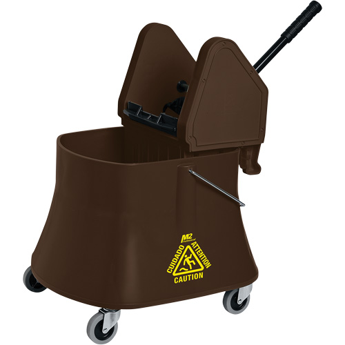 Ensemble de seau pour vadrouille et essoreuse Champ, Pression vers le bas, 10 gal. US (40 pintes), Brun Kelford