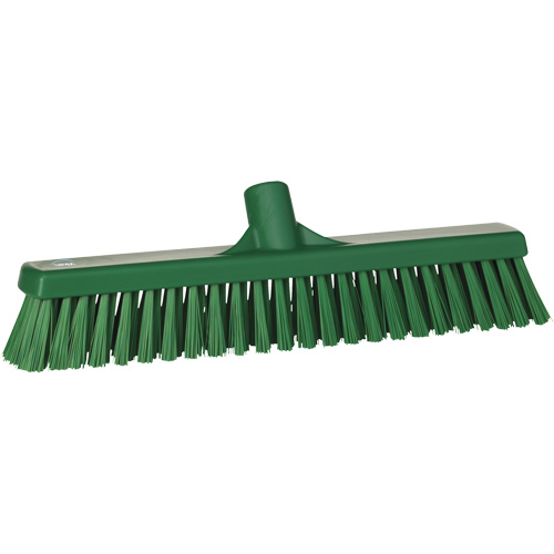 Combo Bristle Push Broom Head, Coarse/Fine Bristles, 16-1/2", Polyester, Green Kelford