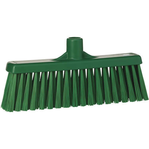 Upright Broom Head, Medium Bristles, 12", Polyester, Green Kelford