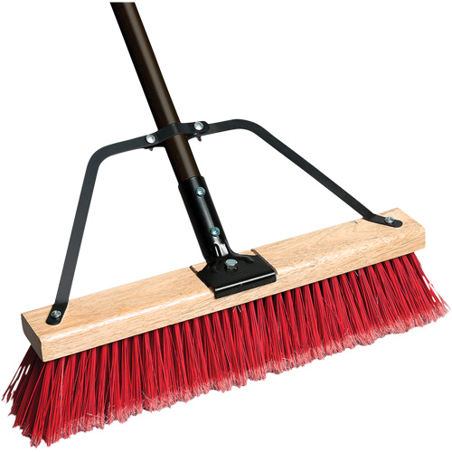 Ryno Push Broom with Braced Handle, 24", Medium, PVC Bristles Kelford