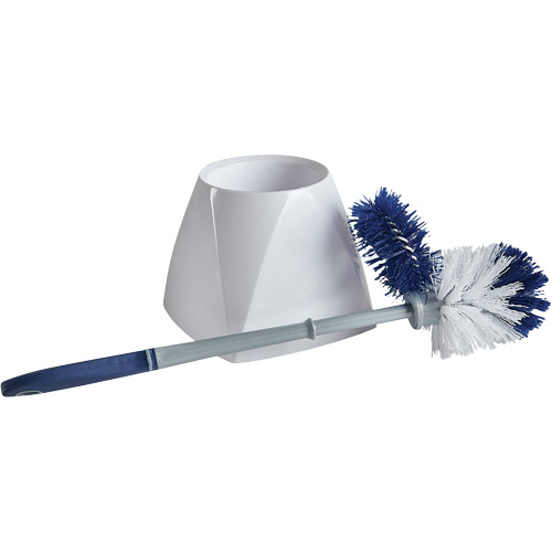 Brosse &agrave; cuvettes avec lave-rebord et valet, 15" l, Soies Synth&eacute;tique, Blanc Kelford