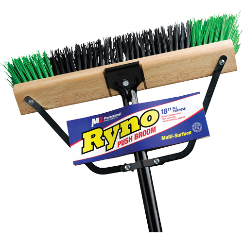 Ryno Push Broom with Braced Handle, 18", Stiff, PVC Bristles Kelford