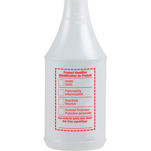Round Spray Bottle with WHMIS Label, 24 oz. Kelford