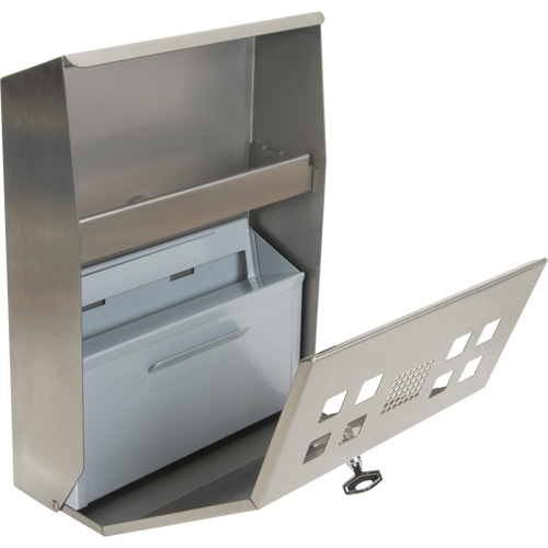 Smoking Receptacle, Wall-Mount, Stainless Steel, 1.6 Litres Capacity, 13-4/5" Height Kelford