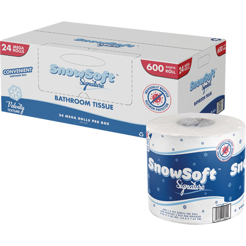 Snow Soft Premium Toilet Paper, 2 Ply, 600 Sheets/Roll, 145' Length, White Kelford