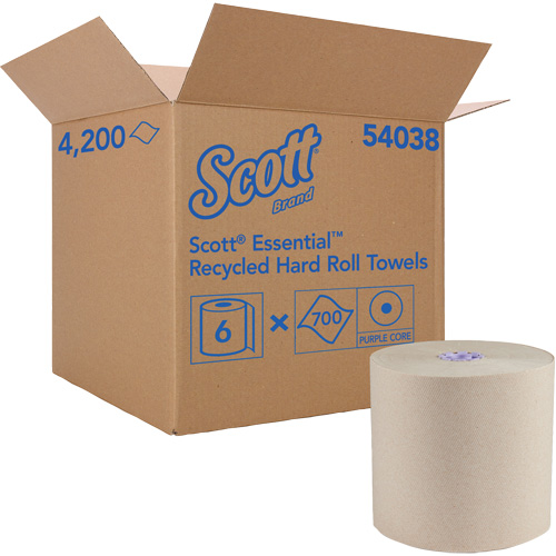Essential 100% Recycled Brown Hard Roll Towels, 1 Ply, Standard, 700' L Kelford