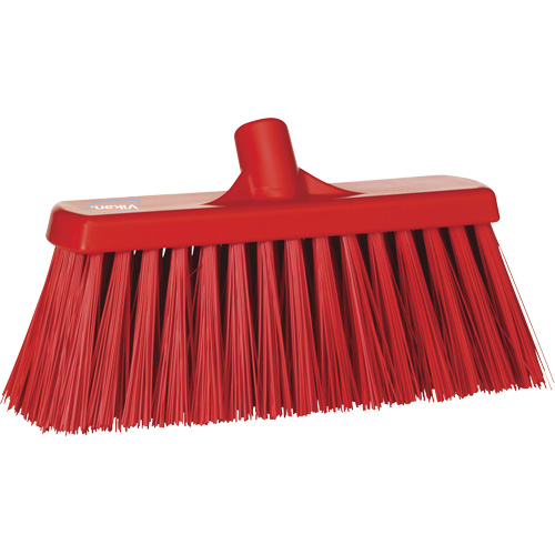 Heavy-Duty Push Broom, Stiff Bristles, 13", Polyester, Red Kelford