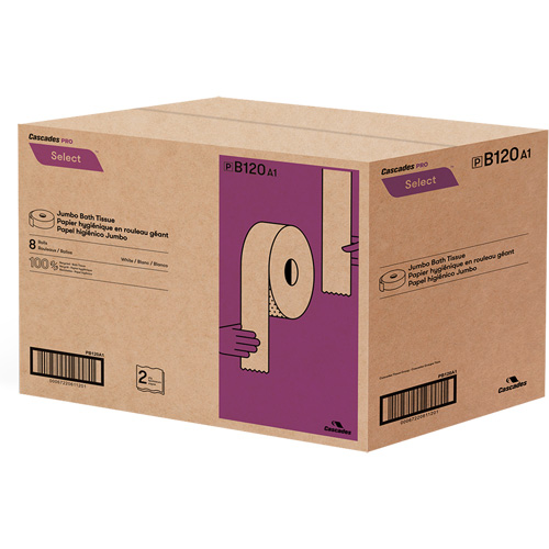 Papier hygi&eacute;nique Pro Select, Rouleau G&eacute;ant, 2 Pli, Longueur 900', Blanc Kelford